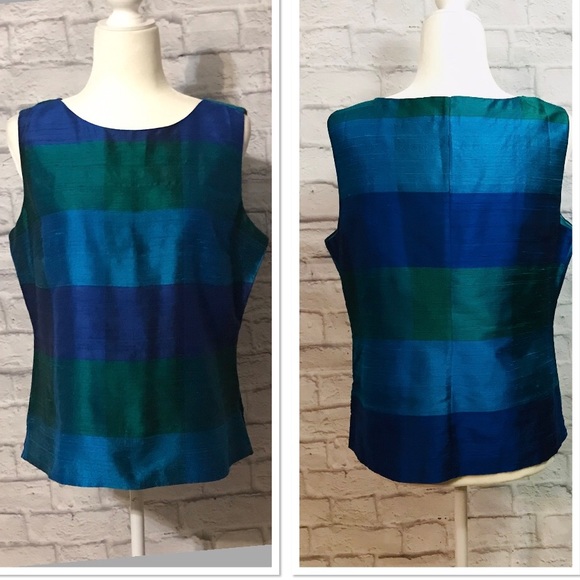 Talbots Sleeveless raw silk top (EUC) - Picture 2 of 11